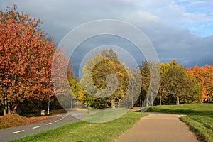 Ladronka, podzimnÃÂ­ park s barevnÃÂ½mi stromy, Praha photo